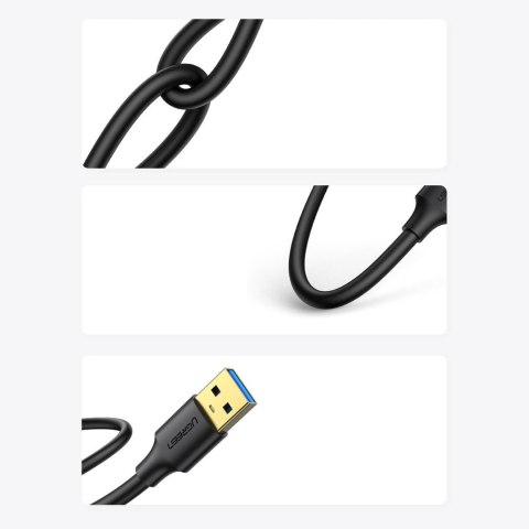 Kabel przewód USB-A 3.0 5Gb/s 0.5m czarny Kabel przewód USB-A 3.0 5Gb/s 0.5m czarny