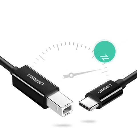Kabel przewód do drukarki USB-C - USB-B 480Mb/s 2m czarny Kabel przewód do drukarki USB-C - USB-B 480Mb/s 2m czarny