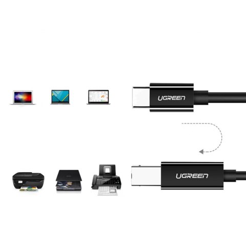 Kabel przewód do drukarki USB-C - USB-B 480Mb/s 2m czarny Kabel przewód do drukarki USB-C - USB-B 480Mb/s 2m czarny