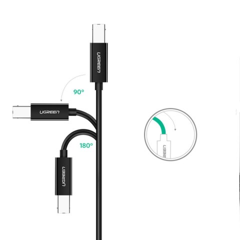 Kabel przewód do drukarki USB-C - USB-B 480Mb/s 2m czarny Kabel przewód do drukarki USB-C - USB-B 480Mb/s 2m czarny