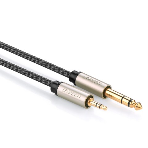 Kabel przewód przejściówka audio TRS mini jack 3.5mm - jack 6.35mm 2m szary Kabel przewód przejściówka audio TRS mini jack 3.5mm - jack 6.35mm 2m szary
