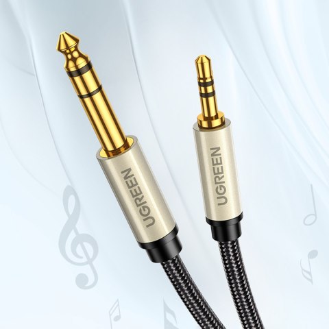 Kabel przewód przejściówka audio TRS mini jack 3.5mm - jack 6.35mm 2m szary Kabel przewód przejściówka audio TRS mini jack 3.5mm - jack 6.35mm 2m szary