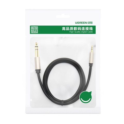 Kabel przewód przejściówka audio TRS mini jack 3.5mm - jack 6.35mm 2m szary Kabel przewód przejściówka audio TRS mini jack 3.5mm - jack 6.35mm 2m szary