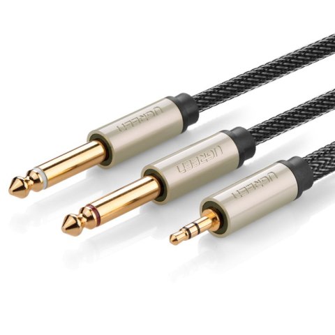 Kabel przewód rozdzielacz audio mini jack 3.5 mm - 2x jack 6.35mm 1m szary Kabel przewód rozdzielacz audio mini jack 3.5 mm - 2x jack 6.35mm 1m szary
