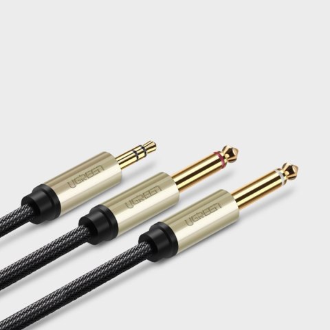 Kabel przewód rozdzielacz audio mini jack 3.5 mm - 2x jack 6.35mm 1m szary Kabel przewód rozdzielacz audio mini jack 3.5 mm - 2x jack 6.35mm 1m szary