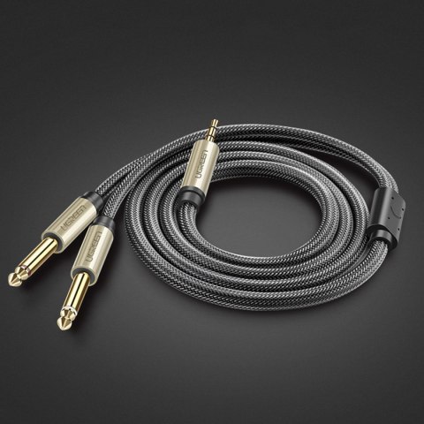 Kabel przewód rozdzielacz audio mini jack 3.5 mm - 2x jack 6.35mm 1m szary Kabel przewód rozdzielacz audio mini jack 3.5 mm - 2x jack 6.35mm 1m szary