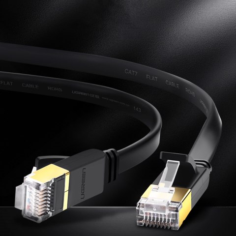 Kabel sieciowy internetowy płaski patchcord U/FTP Cat. 7 10Gb/s 0.5m czarny Kabel sieciowy internetowy płaski patchcord U/FTP Cat. 7 10Gb/s 0.5m czarny