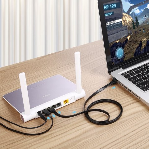 Kabel sieciowy internetowy płaski patchcord U/FTP Cat. 7 10Gb/s 0.5m czarny Kabel sieciowy internetowy płaski patchcord U/FTP Cat. 7 10Gb/s 0.5m czarny