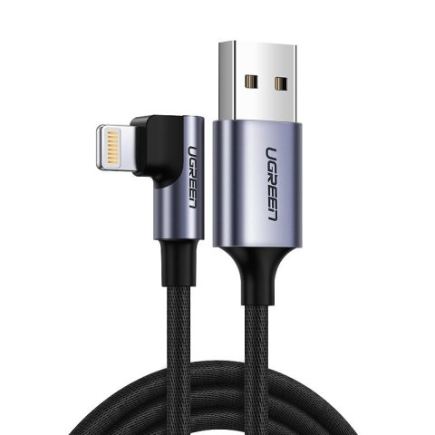 Kątowy kabel przewód do iPhone USB - Lightning MFI 2.4A 1m czarny Kątowy kabel przewód do iPhone USB - Lightning MFI 2.4A 1m czarny