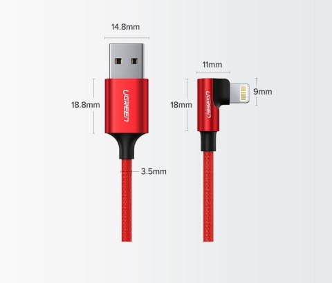 Kątowy kabel przewód do iPhone USB - Lightning MFI 2.4A 1m czarny Kątowy kabel przewód do iPhone USB - Lightning MFI 2.4A 1m czarny