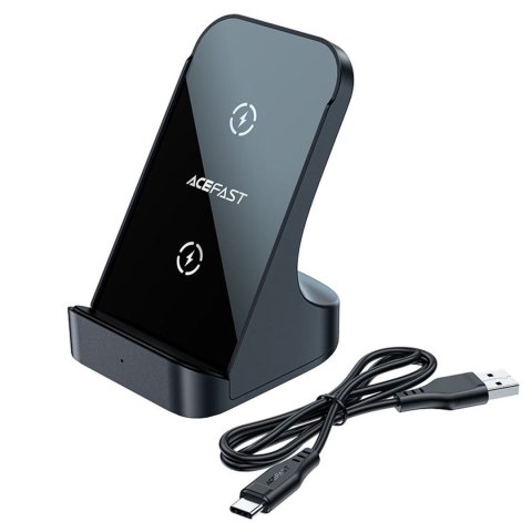 Ładowarka indukcyjna bezprzewodowa Qi 15W + podstawka stojak na telefon szara Ładowarka indukcyjna bezprzewodowa Qi 15W + podstawka stojak na telefon szara