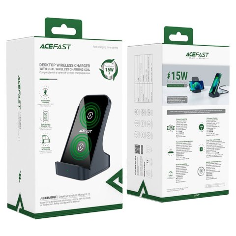 Ładowarka indukcyjna bezprzewodowa Qi 15W + podstawka stojak na telefon szara Ładowarka indukcyjna bezprzewodowa Qi 15W + podstawka stojak na telefon szara