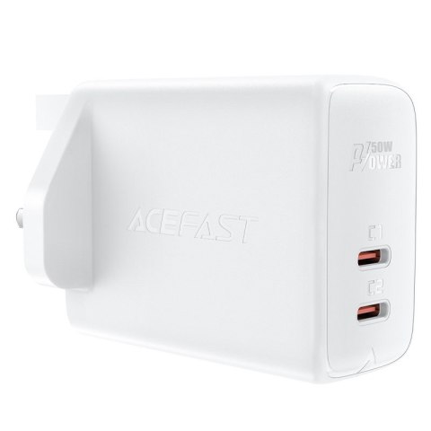 Ładowarka sieciowa angielska A32 GaN dwa porty USB-C PD 50W wtyczka UK biały Ładowarka sieciowa angielska A32 GaN dwa porty USB-C PD 50W wtyczka UK biały
