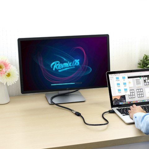 Przedłużacz przejściówka kabla HDMI 2.0 4K 1m czarny Przedłużacz przejściówka kabla HDMI 2.0 4K 1m czarny