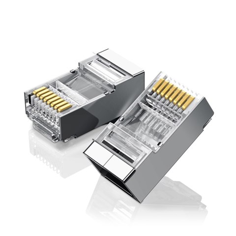Wtyczka końcówka RJ45 do skrętki 8P8C UTP Cat. 6 srebrny - ZESTAW 10szt. Wtyczka końcówka RJ45 do skrętki 8P8C UTP Cat. 6 srebrny - ZESTAW 10szt.
