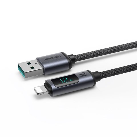 Kabel do iPhone z wyświetlaczem LED Lightning - USB-A 2.4A 1.2m czarny Kabel do iPhone z wyświetlaczem LED Lightning - USB-A 2.4A 1.2m czarny