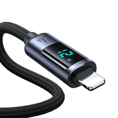 Kabel do iPhone z wyświetlaczem LED Lightning - USB-A 2.4A 1.2m czarny Kabel do iPhone z wyświetlaczem LED Lightning - USB-A 2.4A 1.2m czarny