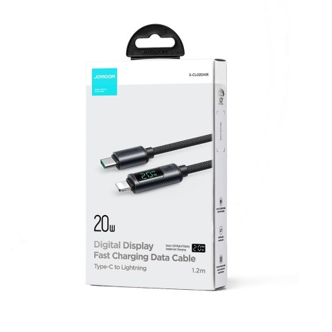 Kabel do iPhone z wyświetlaczem LED Lightning - USB-C 2.4A 1.2m czarny Kabel do iPhone z wyświetlaczem LED Lightning - USB-C 2.4A 1.2m czarny