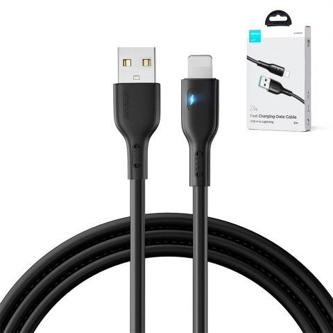 Kabel do iPhone ze wskaźnikiem LED USB - Lightning 2.4A 2m czarny Kabel do iPhone ze wskaźnikiem LED USB - Lightning 2.4A 2m czarny