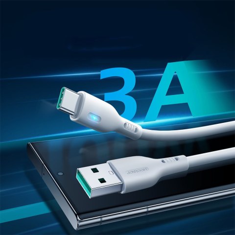 Kabel przewód ze wskaźnikiem LED USB - USB-C 3A 2m biały Kabel przewód ze wskaźnikiem LED USB - USB-C 3A 2m biały