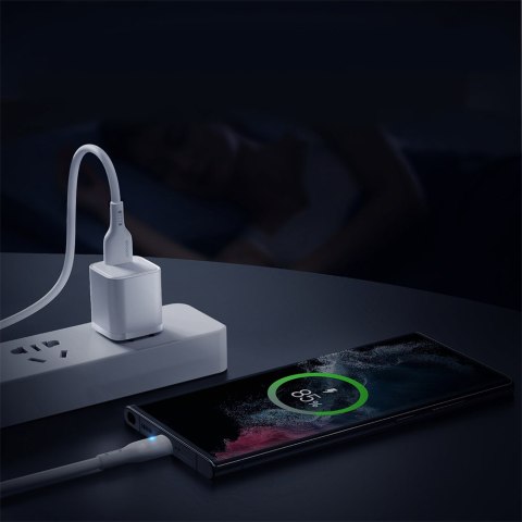 Kabel przewód ze wskaźnikiem LED USB - USB-C 3A 2m biały Kabel przewód ze wskaźnikiem LED USB - USB-C 3A 2m biały