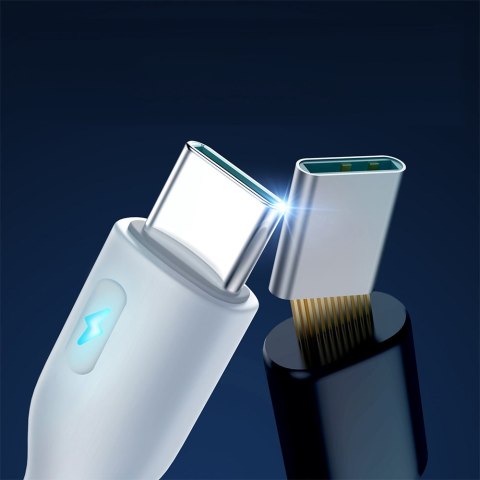 Kabel przewód ze wskaźnikiem LED USB - USB-C 3A 2m biały Kabel przewód ze wskaźnikiem LED USB - USB-C 3A 2m biały