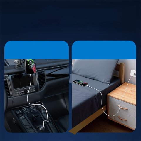 Kabel przewód ze wskaźnikiem LED USB - USB-C 3A 2m biały Kabel przewód ze wskaźnikiem LED USB - USB-C 3A 2m biały