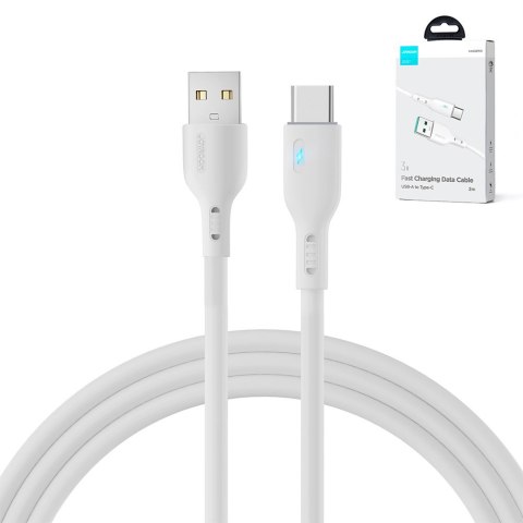 Kabel przewód ze wskaźnikiem LED USB - USB-C 3A 2m biały Kabel przewód ze wskaźnikiem LED USB - USB-C 3A 2m biały