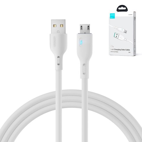 Kabel przewód ze wskaźnikiem LED USB - micro USB 2.4A 2m biały Kabel przewód ze wskaźnikiem LED USB - micro USB 2.4A 2m biały