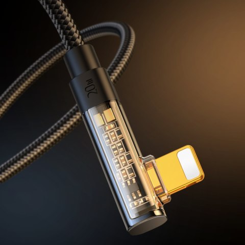 Kątowy Kabel iPhone Lightning - USB-C do szybkiego ładowania 20W 1.2m czarny Kątowy Kabel iPhone Lightning - USB-C do szybkiego ładowania 20W 1.2m czarny