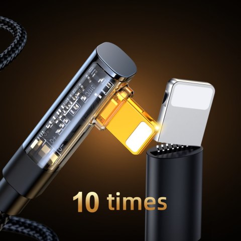 Kątowy Kabel iPhone Lightning - USB-C do szybkiego ładowania 20W 1.2m czarny Kątowy Kabel iPhone Lightning - USB-C do szybkiego ładowania 20W 1.2m czarny