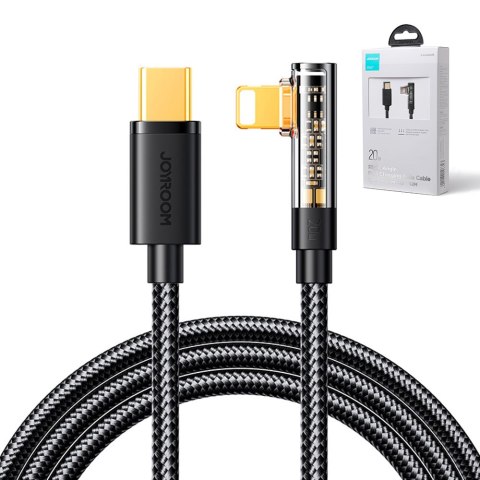Kątowy Kabel iPhone Lightning - USB-C do szybkiego ładowania 20W 1.2m czarny Kątowy Kabel iPhone Lightning - USB-C do szybkiego ładowania 20W 1.2m czarny