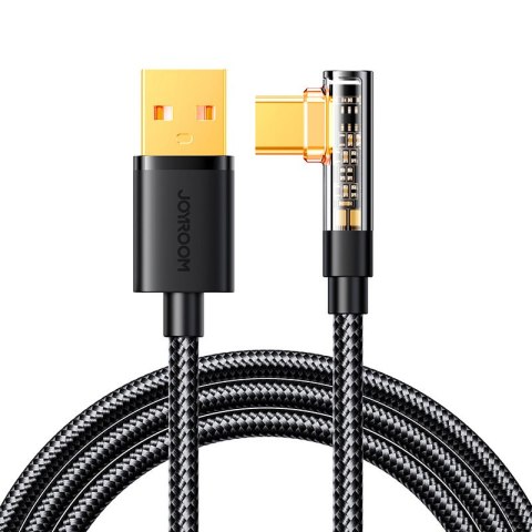Kątowy kabel USB-C - USB do szybkiego ładowania i transferu danych 3A 1.2m czarny Kątowy kabel USB-C - USB do szybkiego ładowania i transferu danych 3A 1.2m czarny