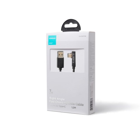 Kątowy kabel USB-C - USB do szybkiego ładowania i transferu danych 3A 1.2m czarny Kątowy kabel USB-C - USB do szybkiego ładowania i transferu danych 3A 1.2m czarny