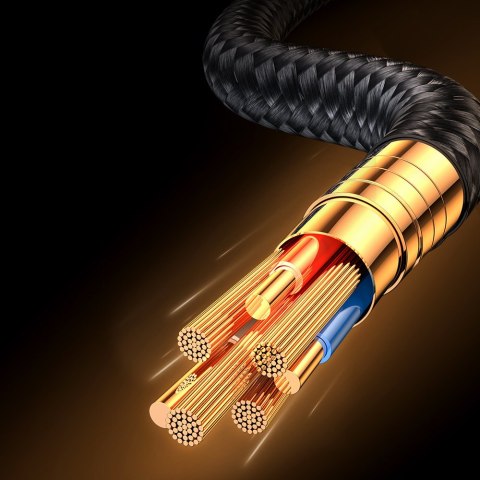 Kątowy kabel USB-C - USB do szybkiego ładowania i transferu danych 3A 1.2m czarny Kątowy kabel USB-C - USB do szybkiego ładowania i transferu danych 3A 1.2m czarny