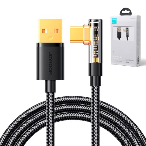 Kątowy kabel USB-C - USB do szybkiego ładowania i transferu danych 3A 1.2m czarny Kątowy kabel USB-C - USB do szybkiego ładowania i transferu danych 3A 1.2m czarny
