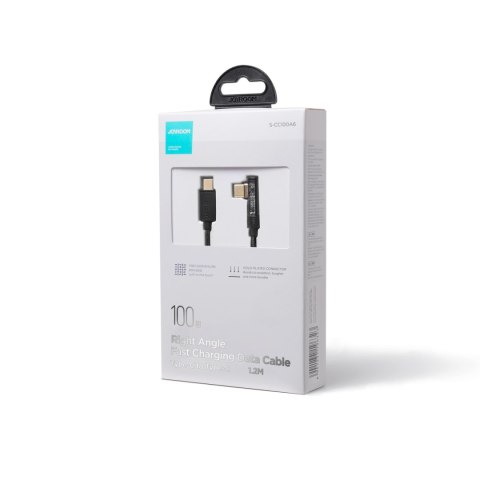 Kątowy kabel USB-C do szybkiego ładowania i transferu danych 100W 1.2m czarny Kątowy kabel USB-C do szybkiego ładowania i transferu danych 100W 1.2m czarny