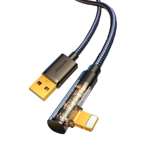 Kątowy kabel iPhone Lightning - USB do ładowania i transferu danych 2.4A 1.2m czarny Kątowy kabel iPhone Lightning - USB do ładowania i transferu danych 2.4A 1.2m czarny
