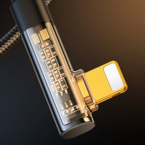 Kątowy kabel iPhone Lightning - USB do ładowania i transferu danych 2.4A 1.2m czarny Kątowy kabel iPhone Lightning - USB do ładowania i transferu danych 2.4A 1.2m czarny