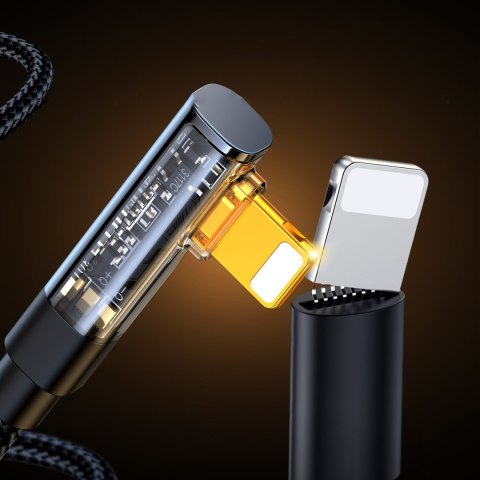 Kątowy kabel iPhone Lightning - USB do ładowania i transferu danych 2.4A 1.2m czarny Kątowy kabel iPhone Lightning - USB do ładowania i transferu danych 2.4A 1.2m czarny