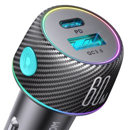 Ładowarka samochodowa 60W PD USB-C USB-A czarna