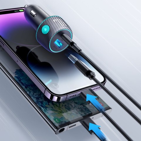 Ładowarka samochodowa 60W PD USB-C USB-A czarna Ładowarka samochodowa 60W PD USB-C USB-A czarna