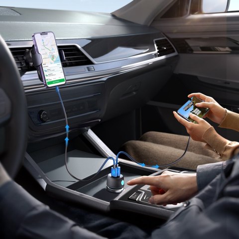 Ładowarka samochodowa 60W PD USB-C USB-A czarna Ładowarka samochodowa 60W PD USB-C USB-A czarna