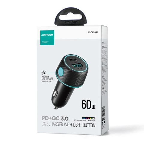 Ładowarka samochodowa 60W PD USB-C USB-A czarna Ładowarka samochodowa 60W PD USB-C USB-A czarna