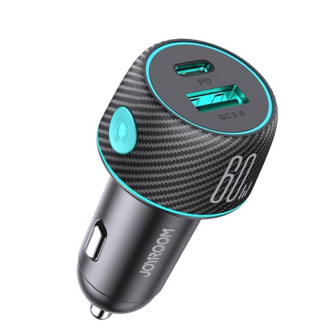 Ładowarka samochodowa 60W PD USB-C USB-A czarna Ładowarka samochodowa 60W PD USB-C USB-A czarna