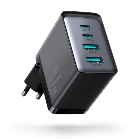 Ładowarka sieciowa GaN 67W 2x USB 2x USB-C + kabel USB-C 1.2m czarny Ładowarka sieciowa GaN 67W 2x USB 2x USB-C + kabel USB-C 1.2m czarny