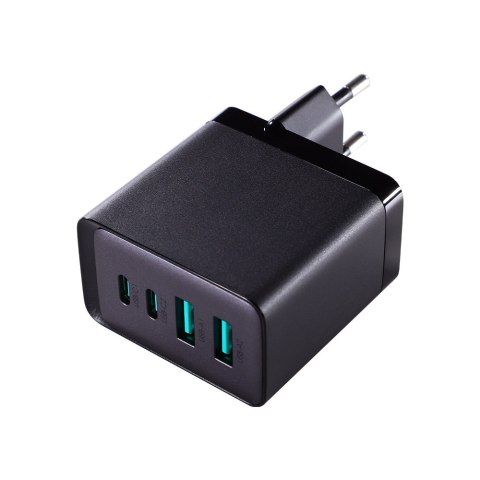 Ładowarka sieciowa GaN 67W 2x USB 2x USB-C + kabel USB-C 1.2m czarny Ładowarka sieciowa GaN 67W 2x USB 2x USB-C + kabel USB-C 1.2m czarny
