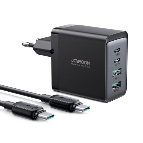 Ładowarka sieciowa GaN 67W 2x USB 2x USB-C + kabel USB-C 1.2m czarny Ładowarka sieciowa GaN 67W 2x USB 2x USB-C + kabel USB-C 1.2m czarny