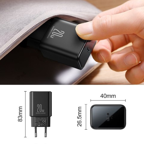 Ładowarka sieciowa USB-C 20W PD z kablem do iPhone Lightning czarna Ładowarka sieciowa USB-C 20W PD z kablem do iPhone Lightning czarna