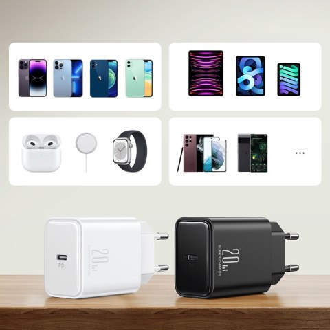 Ładowarka sieciowa USB-C 20W PD z kablem do iPhone Lightning czarna Ładowarka sieciowa USB-C 20W PD z kablem do iPhone Lightning czarna